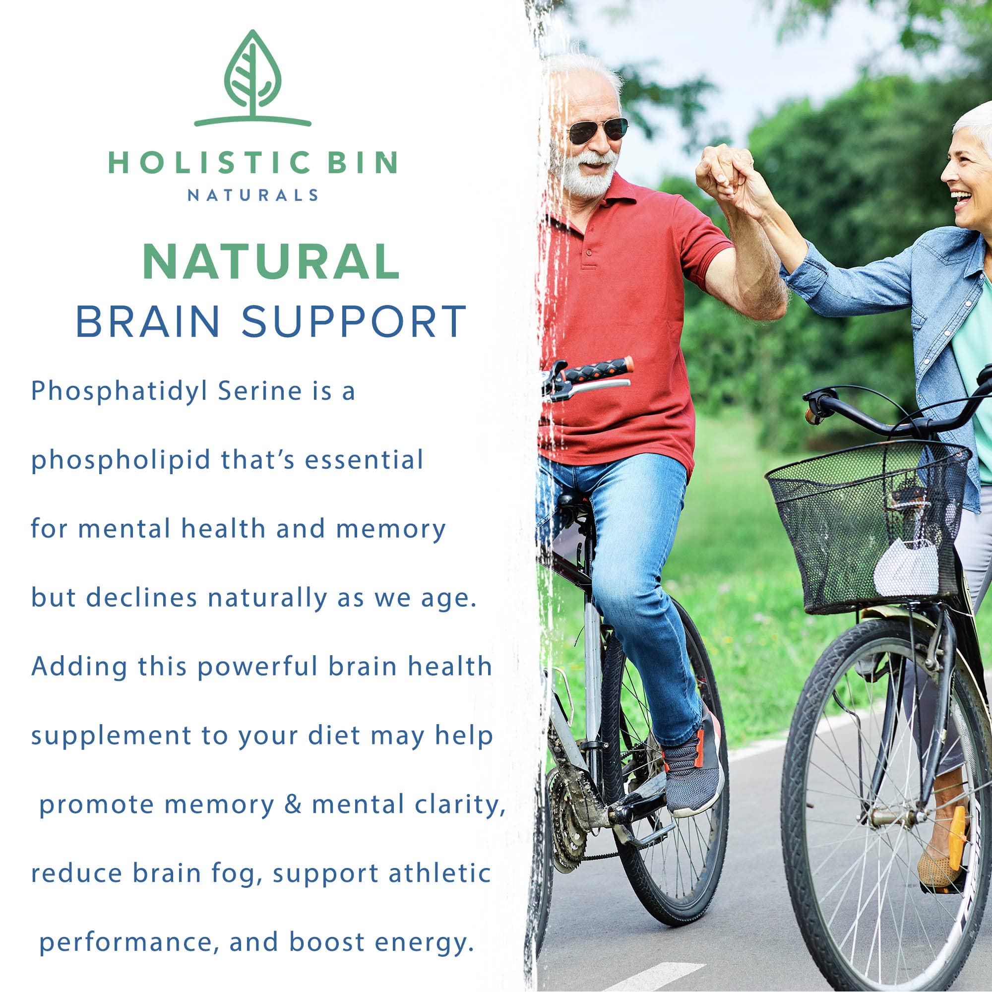 Holistic Bin phosphatidylserine jar label emphasizes pure PS for cognitive support.