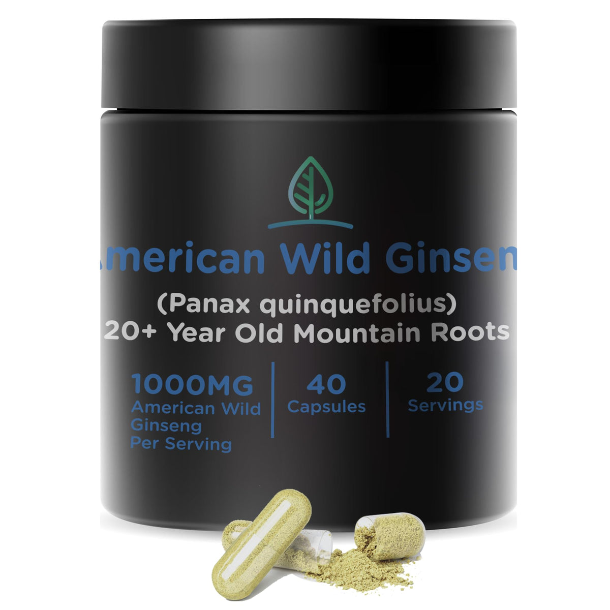 Holistic Bin Wild American Ginseng bottle for daily energy support and clarity.