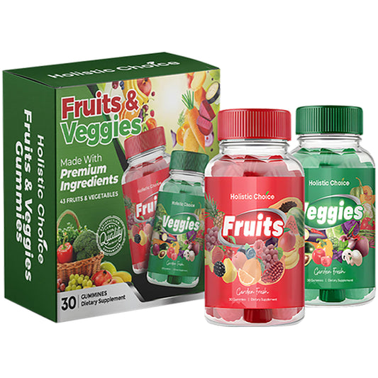 Holistic Choice Fruits Gummies berry bottle front, tasty real-fruit flavor for daily nutrition