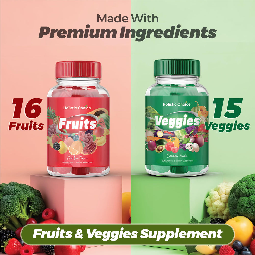 Holistic Choice Fruits Gummies real fruit ingredients, strawberry and apple extracts for wholesome flavor