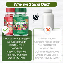 Holistic Choice Veggies Gummies real vegetable ingredients, carrot and broccoli extracts for natural flavor