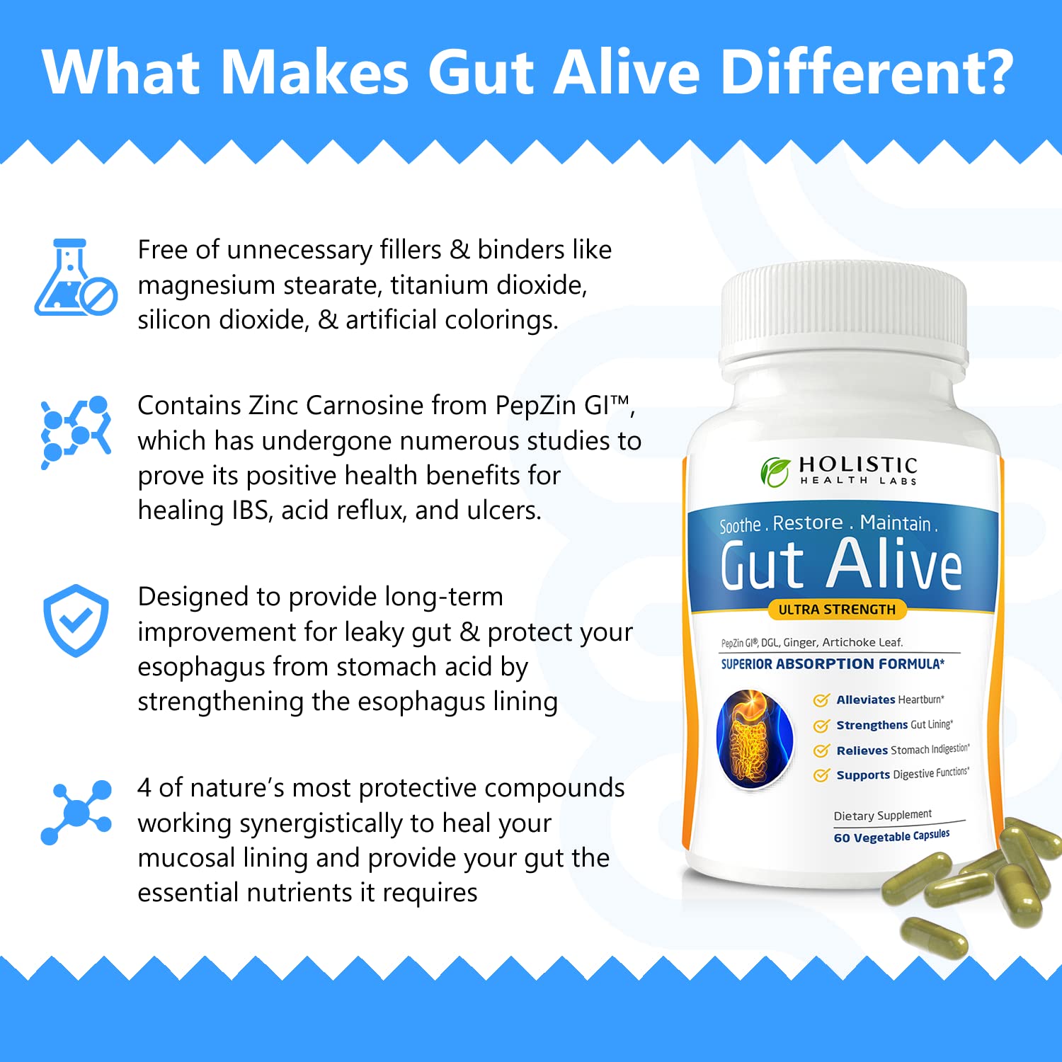 Gut Alive with ginger root close-up signaling soothing digestive care.