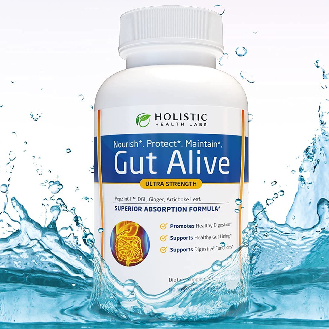 Holistic Health Labs Gut Alive ingredients close-up featuring zinc carnosine