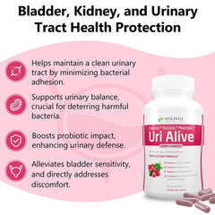 Uri Alive ingredients label highlighting prebiotic and probiotic blend