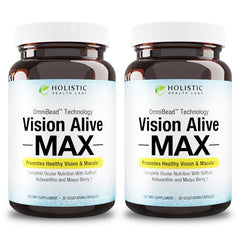 Holistic Health Labs Vision Alive Max bottle supports daily eye health and balance.