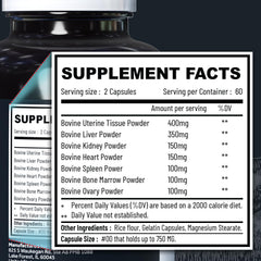 Holistic Method beef organ supplement capsules close-up showing dense nutrient blend.