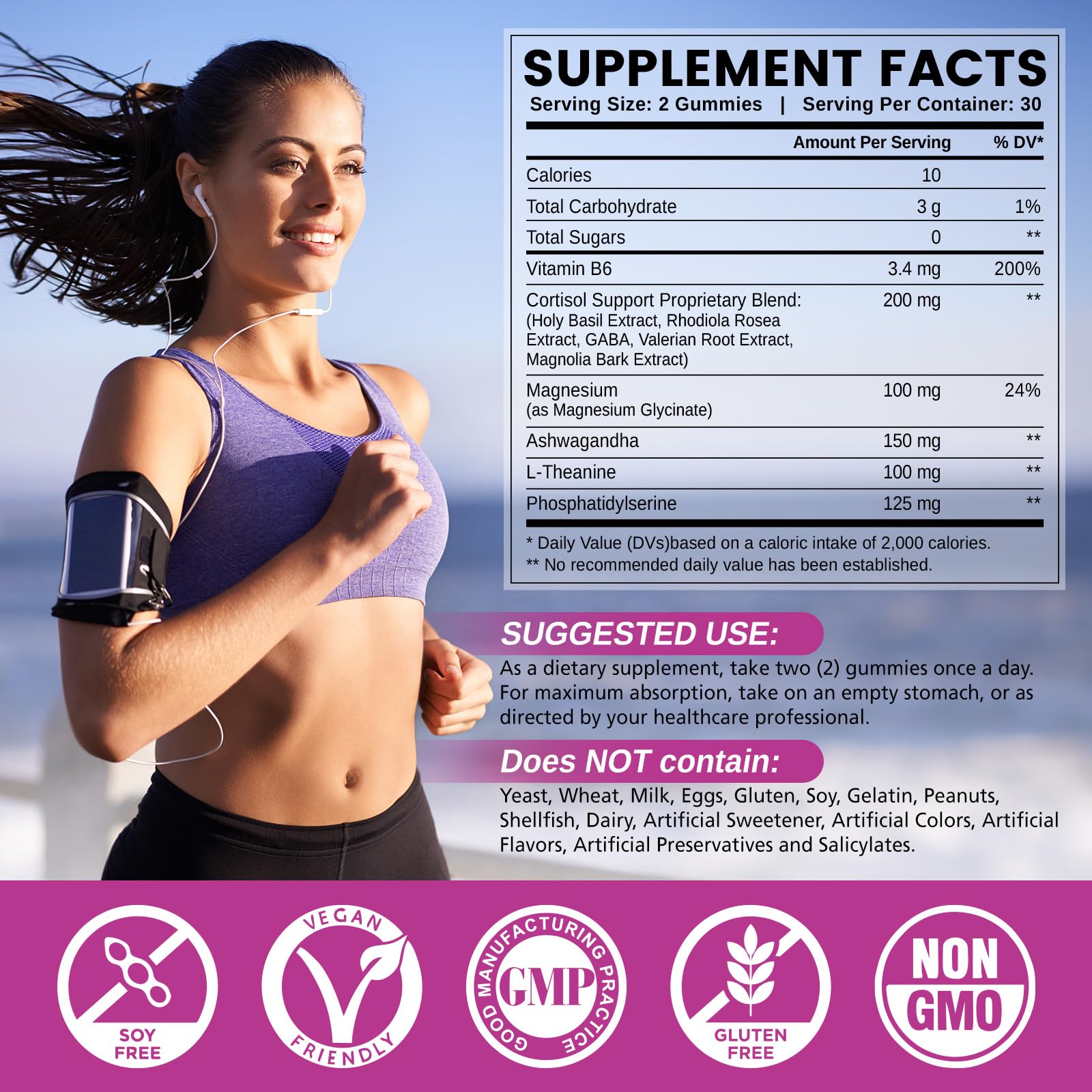 HOLLEGEND cortisol gummies with ashwagandha ingredient highlight
