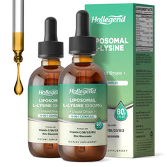 HOLLEGEND liposomal lysine liquid drops bottle highlighting enhanced absorption