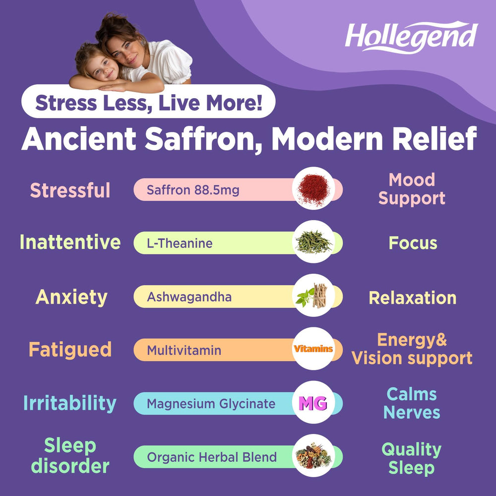 HOLLEGEND Liposomal Saffron Drops with dropper enabling precise daily dosing for calm and focus