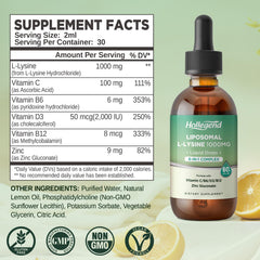 HOLLEGEND lysine drops with measuring syringe for precise daily dosing