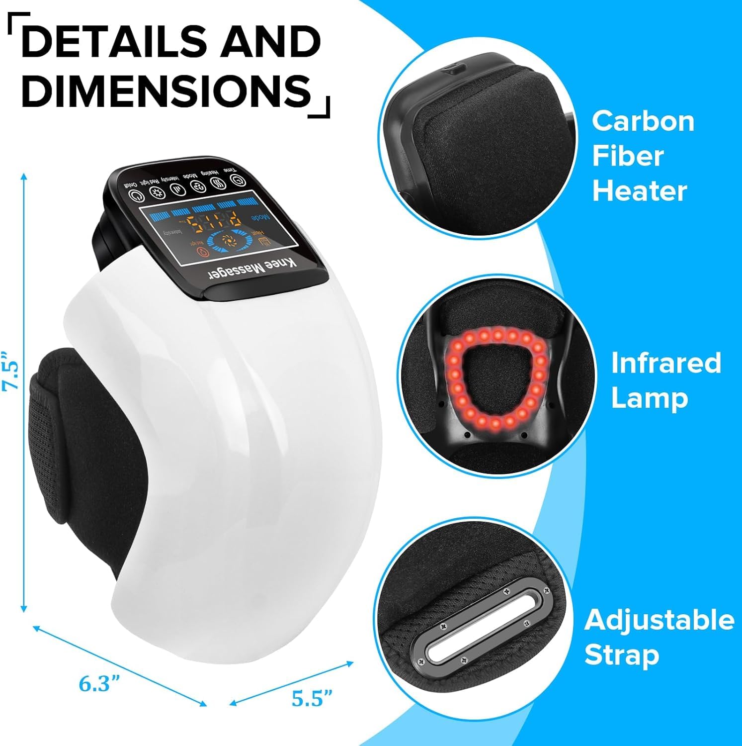 HOLLOII knee massager is cordless and portable for on-the-go use
