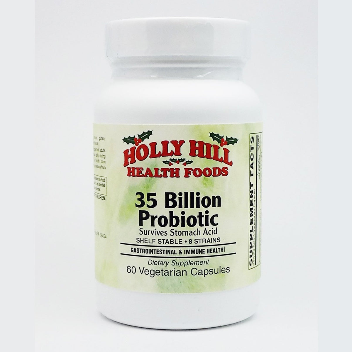 Holly Hill 35 Billion Probiotic bottle; supports daily gut balance.