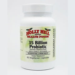 Holly Hill 35 Billion Probiotic bottle; supports daily gut balance.