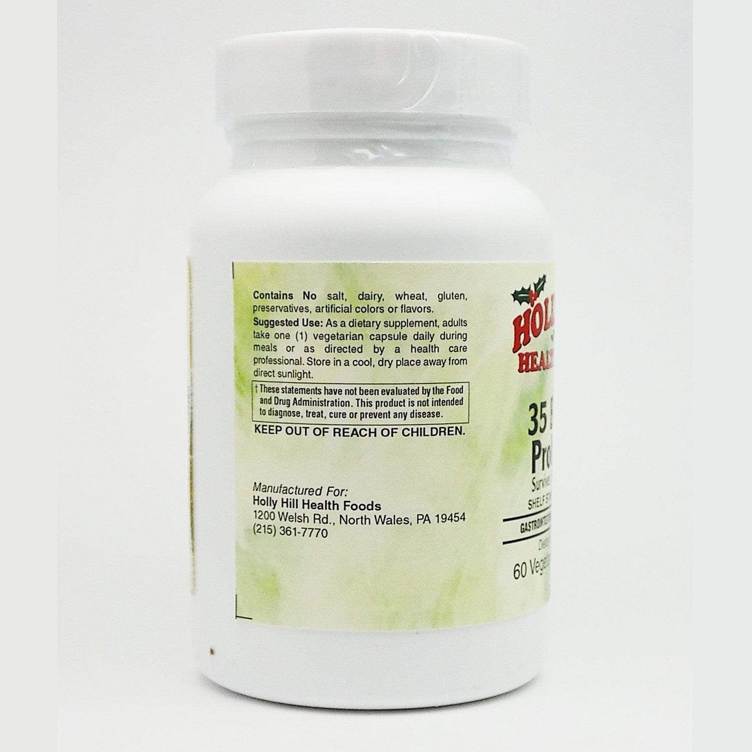 Holly Hill 8 strains Danisco cultures; broad probiotic blend for digestion.