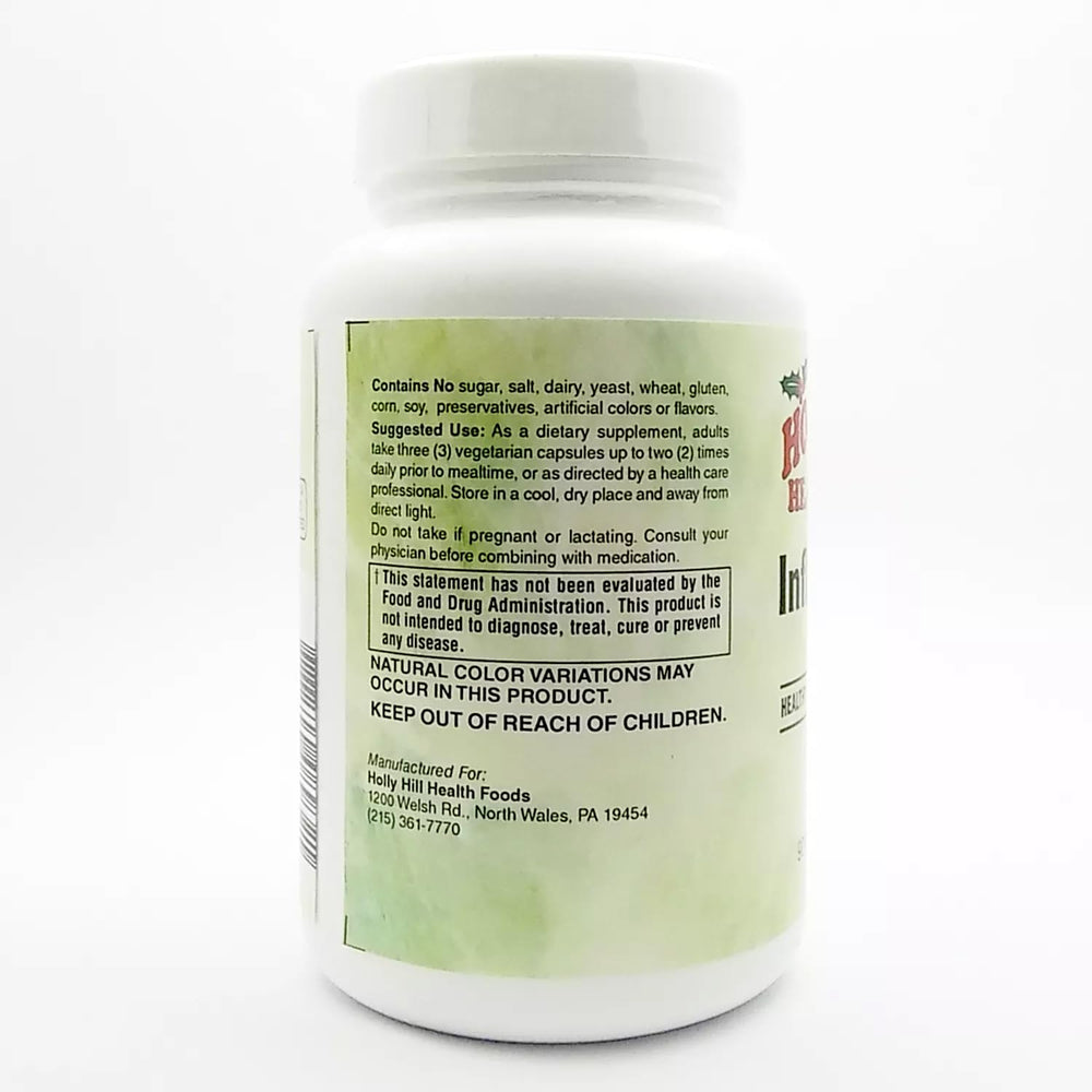 Holly Hill Inflammove ingredients blend highlighting enzymes and flavonoids.