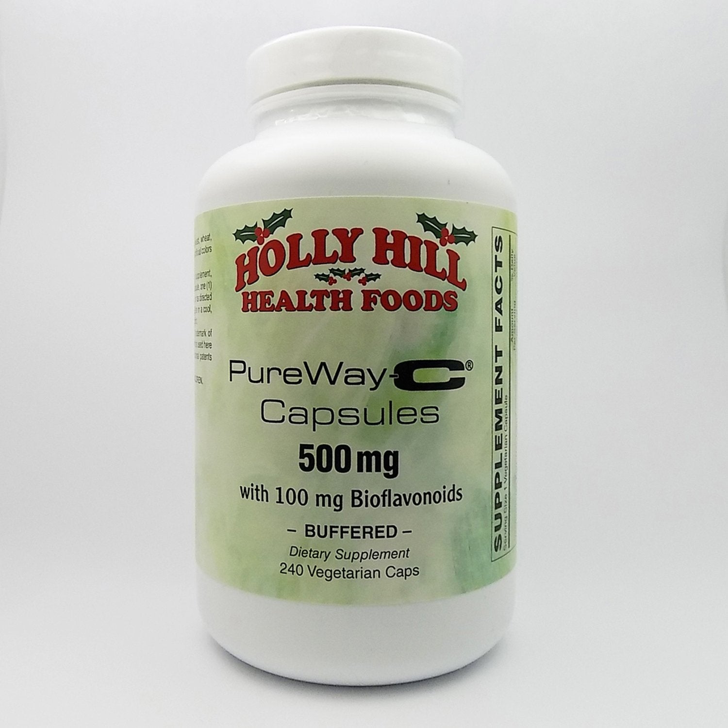 Holly Hill PureWay-C 500mg bottle showcasing a pharmaceutical-grade supplement for daily antioxidant support.