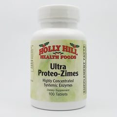 Holly Hill Ultra Proteo-Zimes bottle with enteric-coated tablets for potency and digestion-friendly delivery.