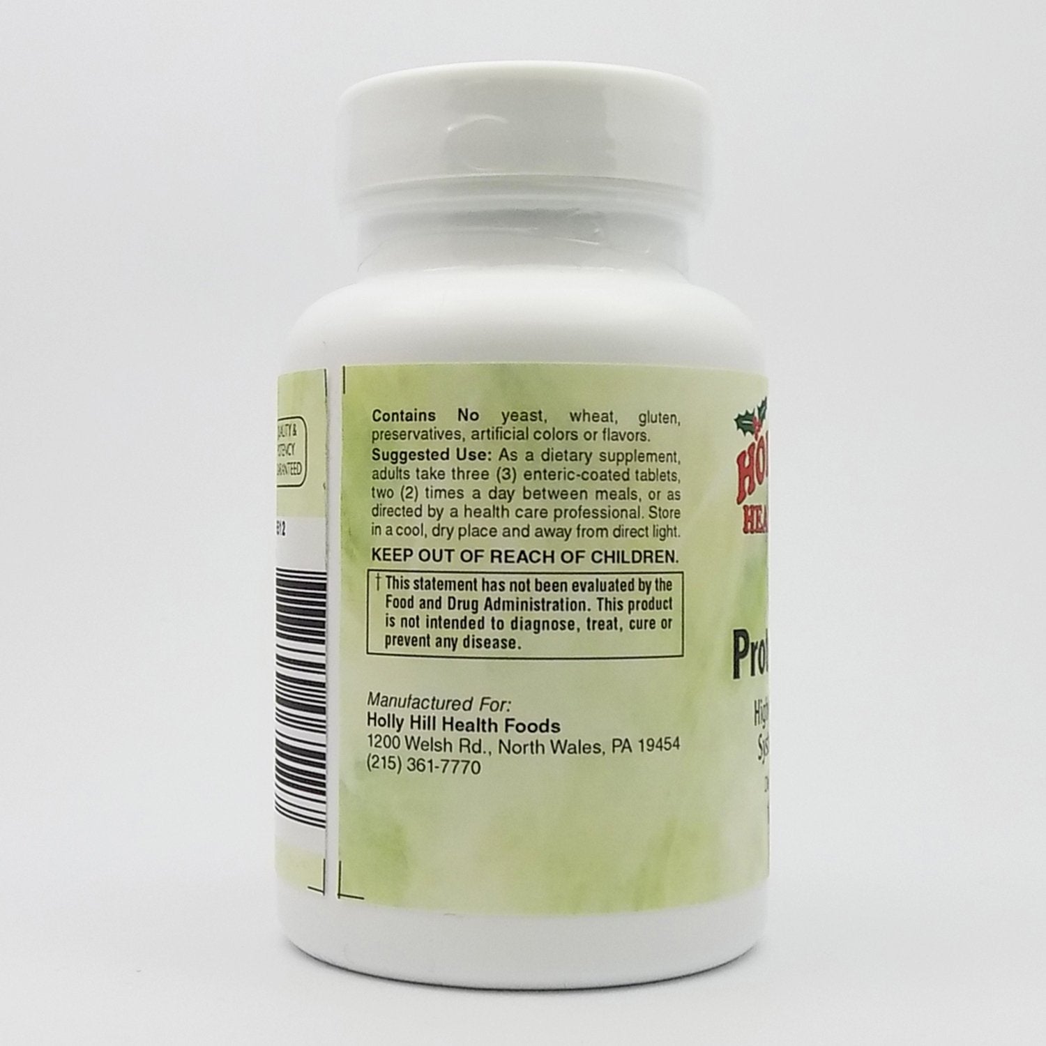 Holly Hill Ultra Proteo-Zimes packaging shows gluten-free formula and enteric coating.