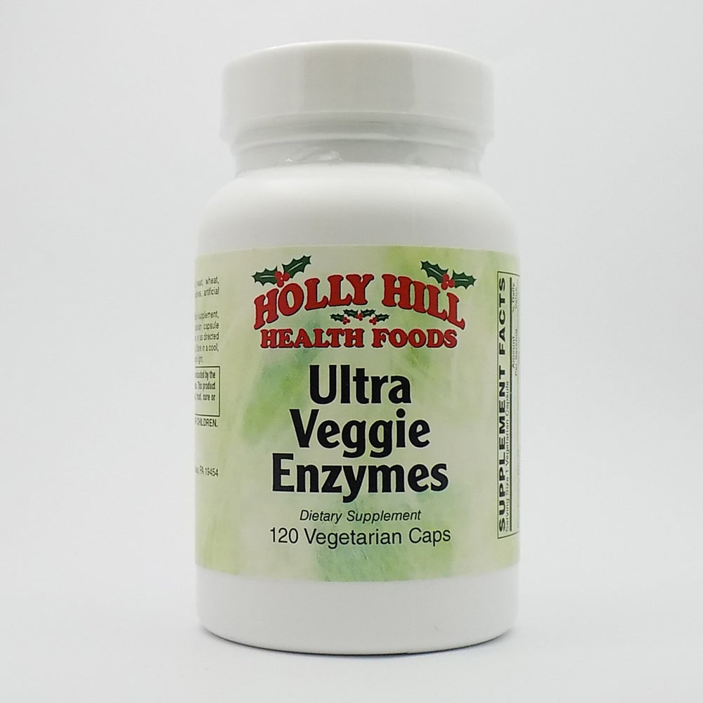 Holly Hill Ultra Veggie Enzymes bottle front view showing vegan enzyme blend for digestion support