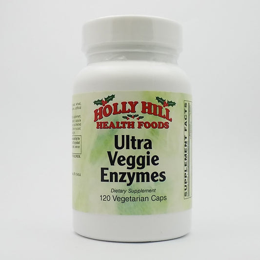 Holly Hill Ultra Veggie Enzymes bottle front view showing vegan enzyme blend for digestion support