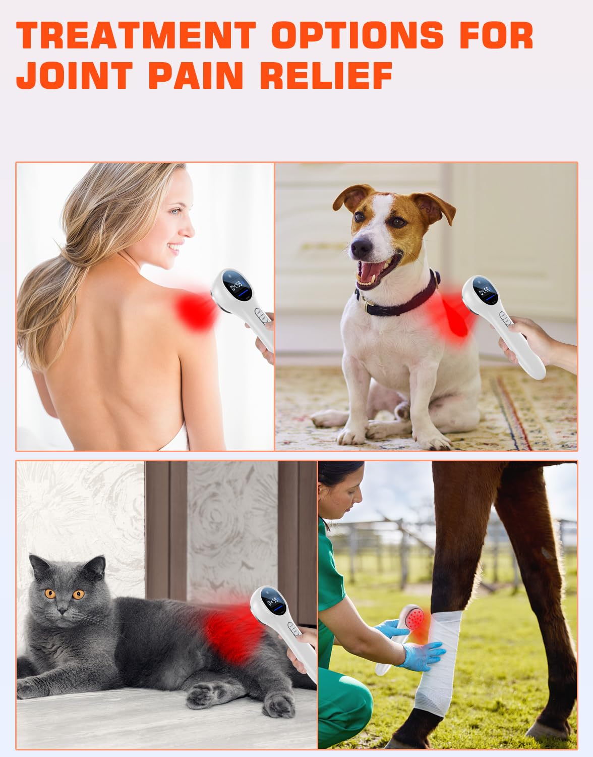 Holsn pet care usage demonstrates gentle therapy for pets.