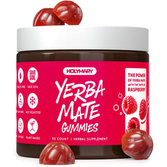 HOLYMARY Yerba Mate Gummies raspberry pack for on-the-go energy and focus.