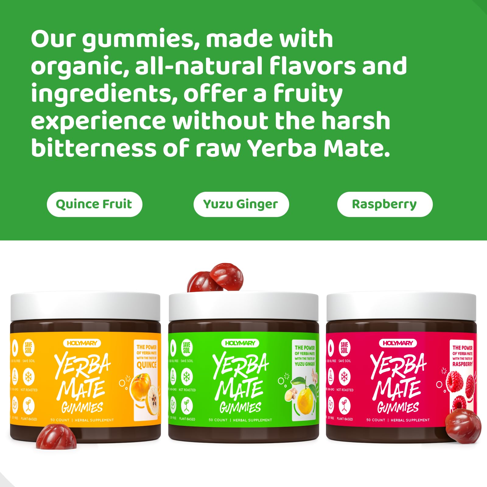 HOLYMARY Yerba Mate Gummies ready for preworkout use to sustain energy