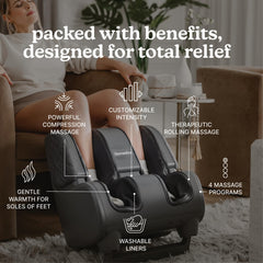 Rolling and compression massage for rejuvenated feet and calves
