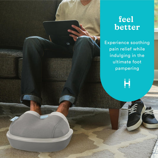 HoMedics Shiatsu Air Max Foot Massager control panel with adjustable intensity and heat.