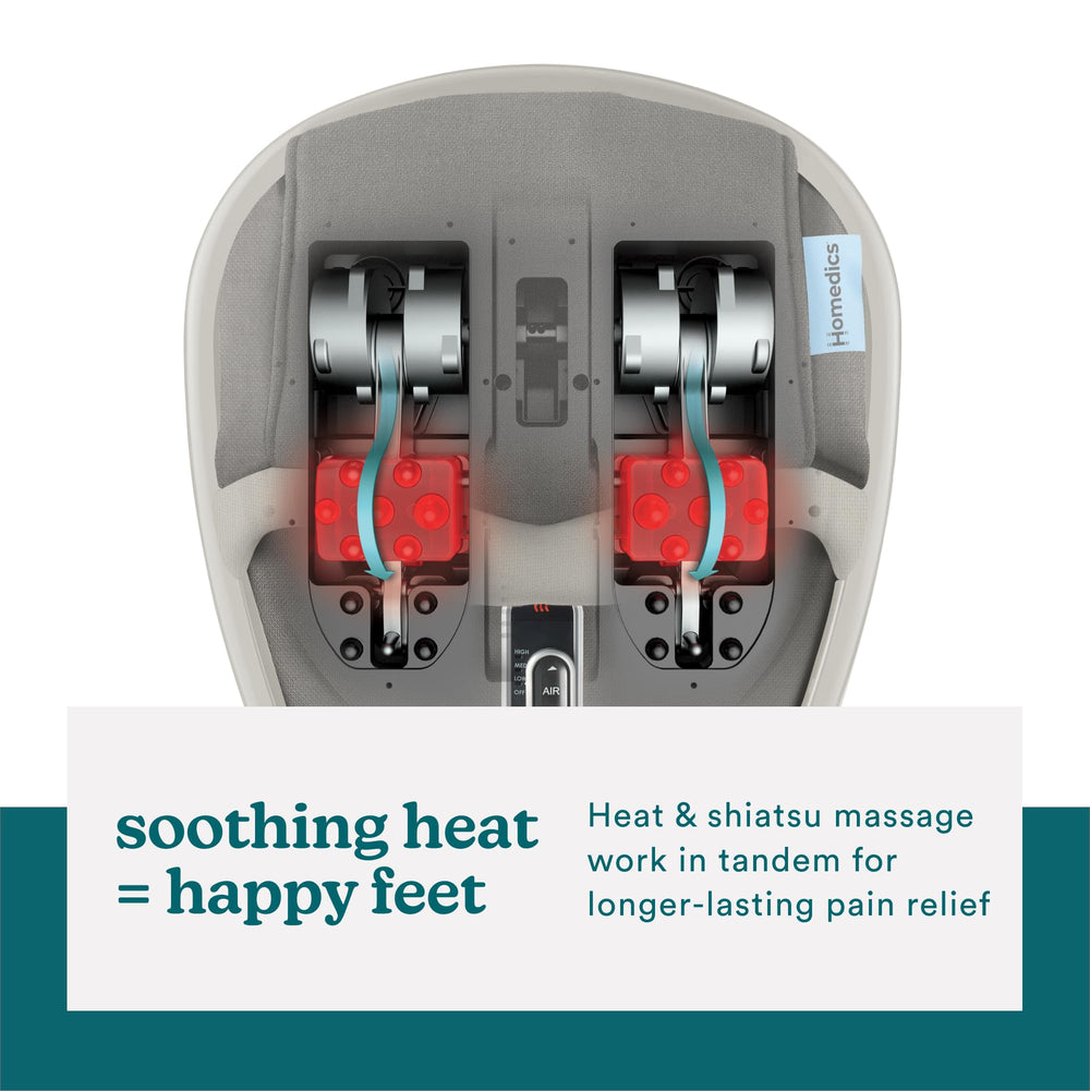 HoMedics Shiatsu Air Max Foot Massager heat feature providing soothing warmth.