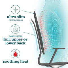 Ultra-slim, portable design that fits many chair styles.