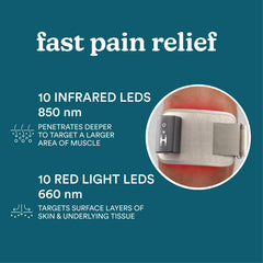 Homedics wrap LEDs lit, infrared and red light for muscle comfort.