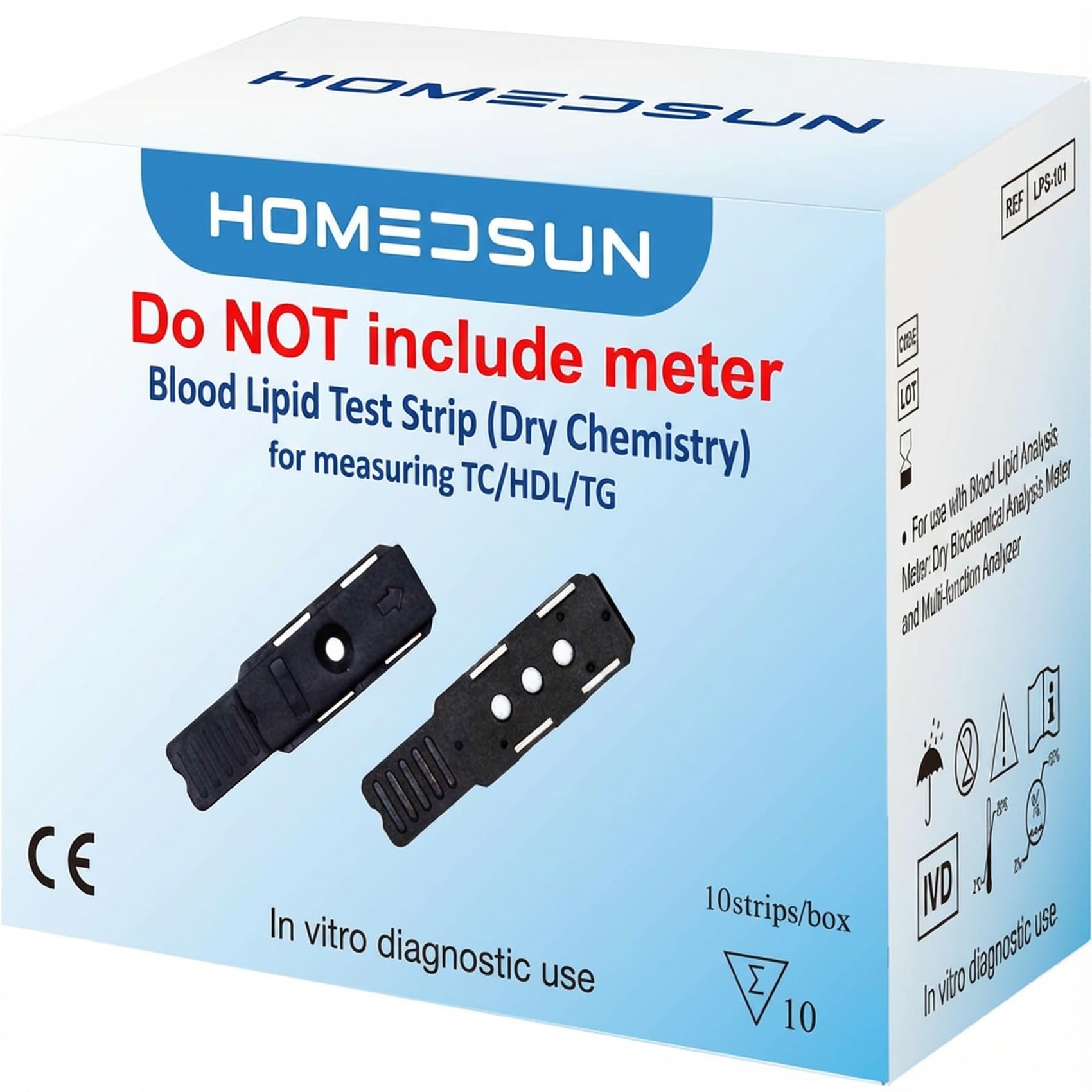 HOMEDSUN 10-pack test strips with batch code chips for reliable at-home testing