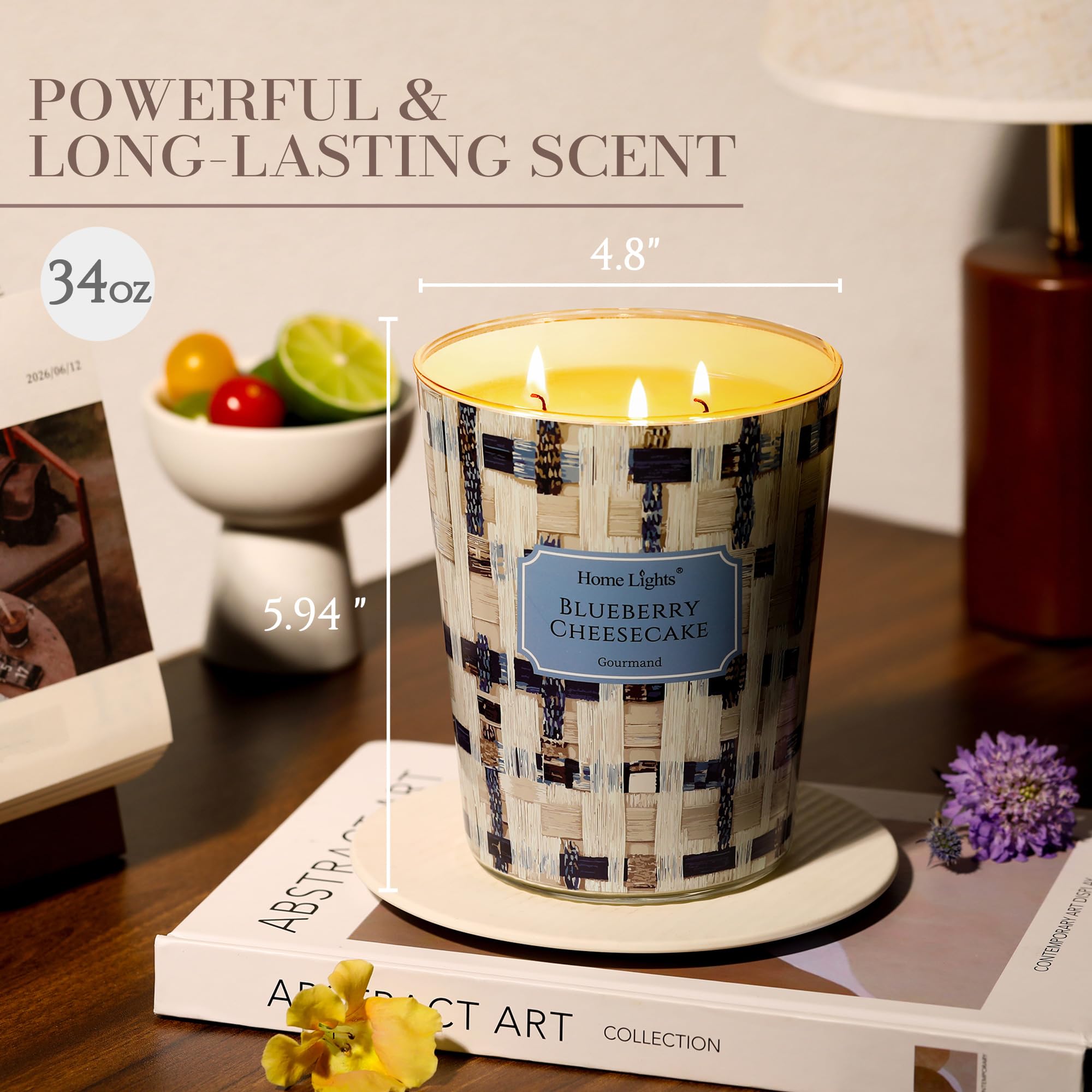 Home Lights Blueberry Cheesecake jar burning with even melt pool