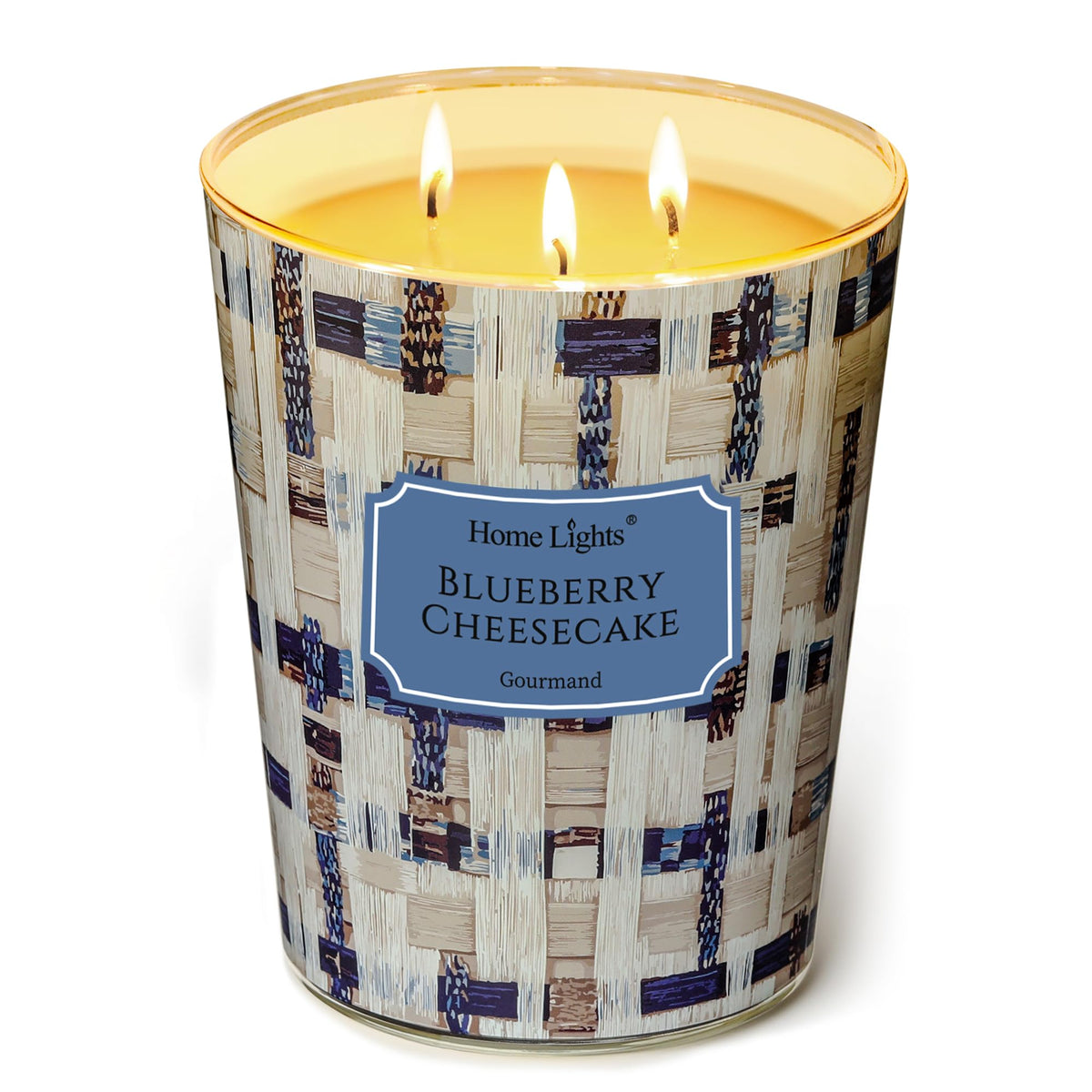 Home Lights Blueberry Cheesecake candle close-up for cozy ambience