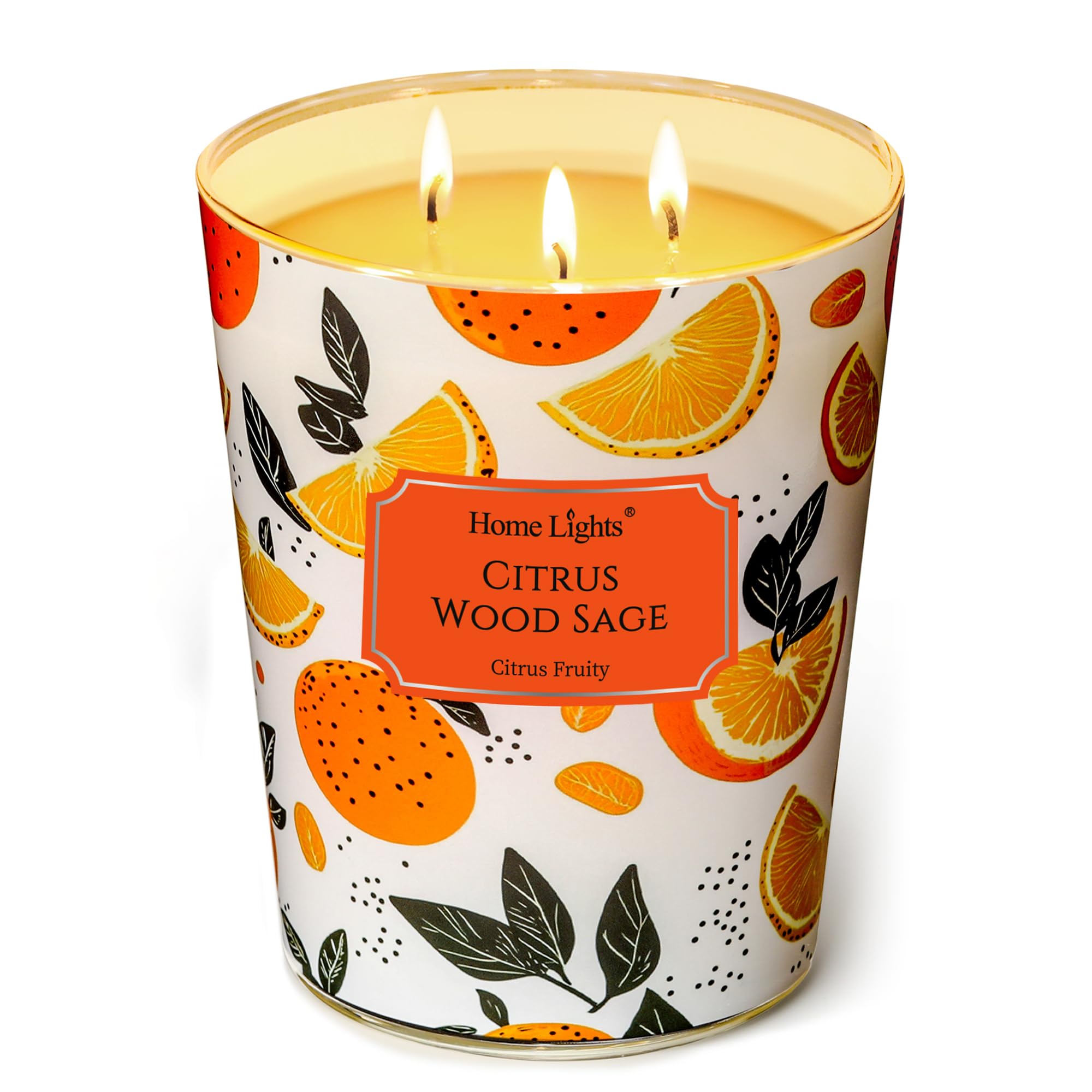 Home Lights Citrus Wood Sage jar candle with fresh, calming aroma.