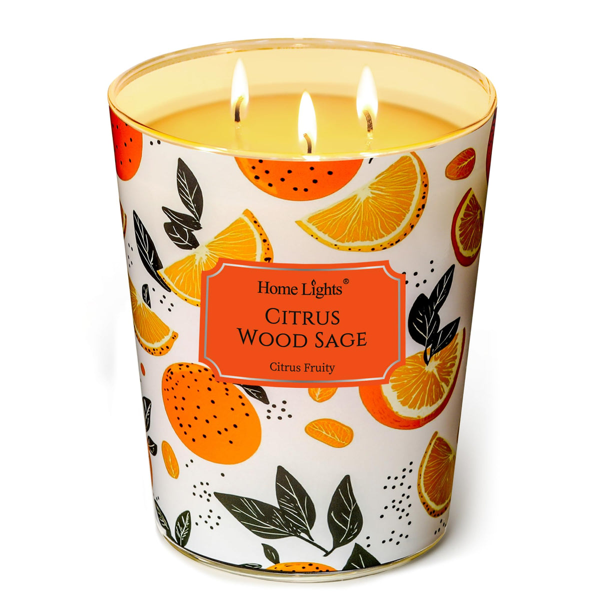 Home Lights Citrus Wood Sage jar candle with fresh, calming aroma.