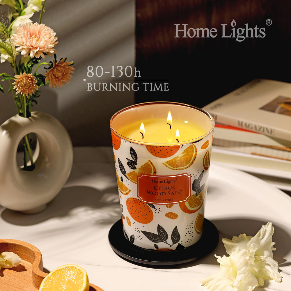 Home Lights soy wax candle with clean-burning formula.