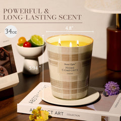 Homelights three-wick candle ensures an even melt for consistent glow.