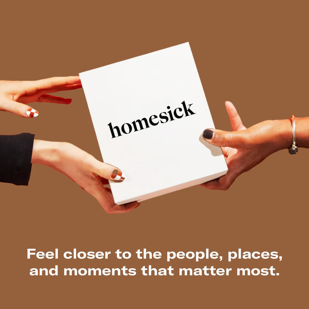 Homesick Birthday Frosting candle label detail reflects brand heritage and scent story.
