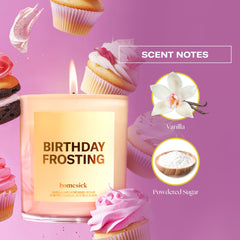 Homesick Birthday Frosting candle uses natural soy wax for a clean, even burn.