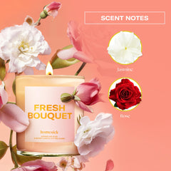 Soft flame from Homesick Fresh Bouquet candle fills the room with floral warmth.