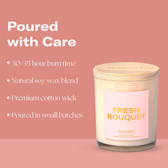 Homesick Fresh Bouquet candle packaging shown as a gift-ready box.