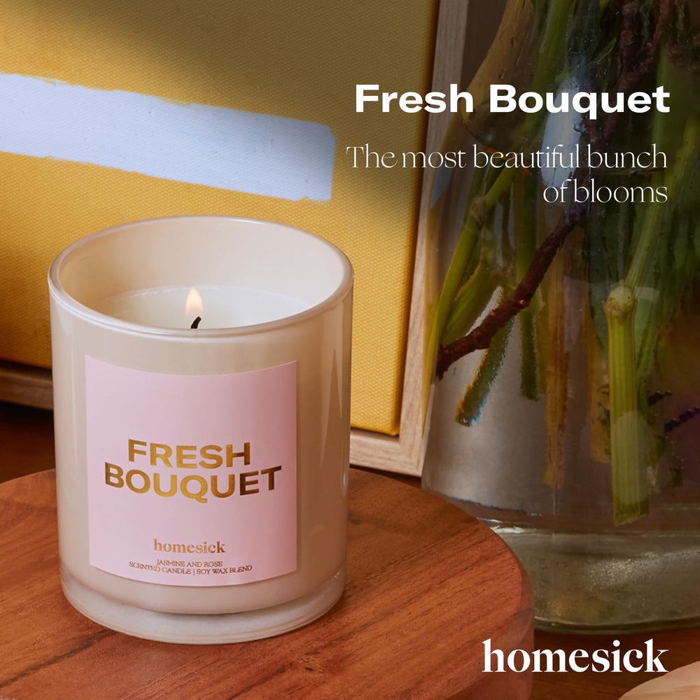 Closeup of Homesick Fresh Bouquet wax highlighting the natural soy blend.