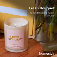 Closeup of Homesick Fresh Bouquet wax highlighting the natural soy blend.