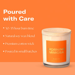 Homesick Morning Mimosa candle glow, hinting at a 30–35 hour burn.