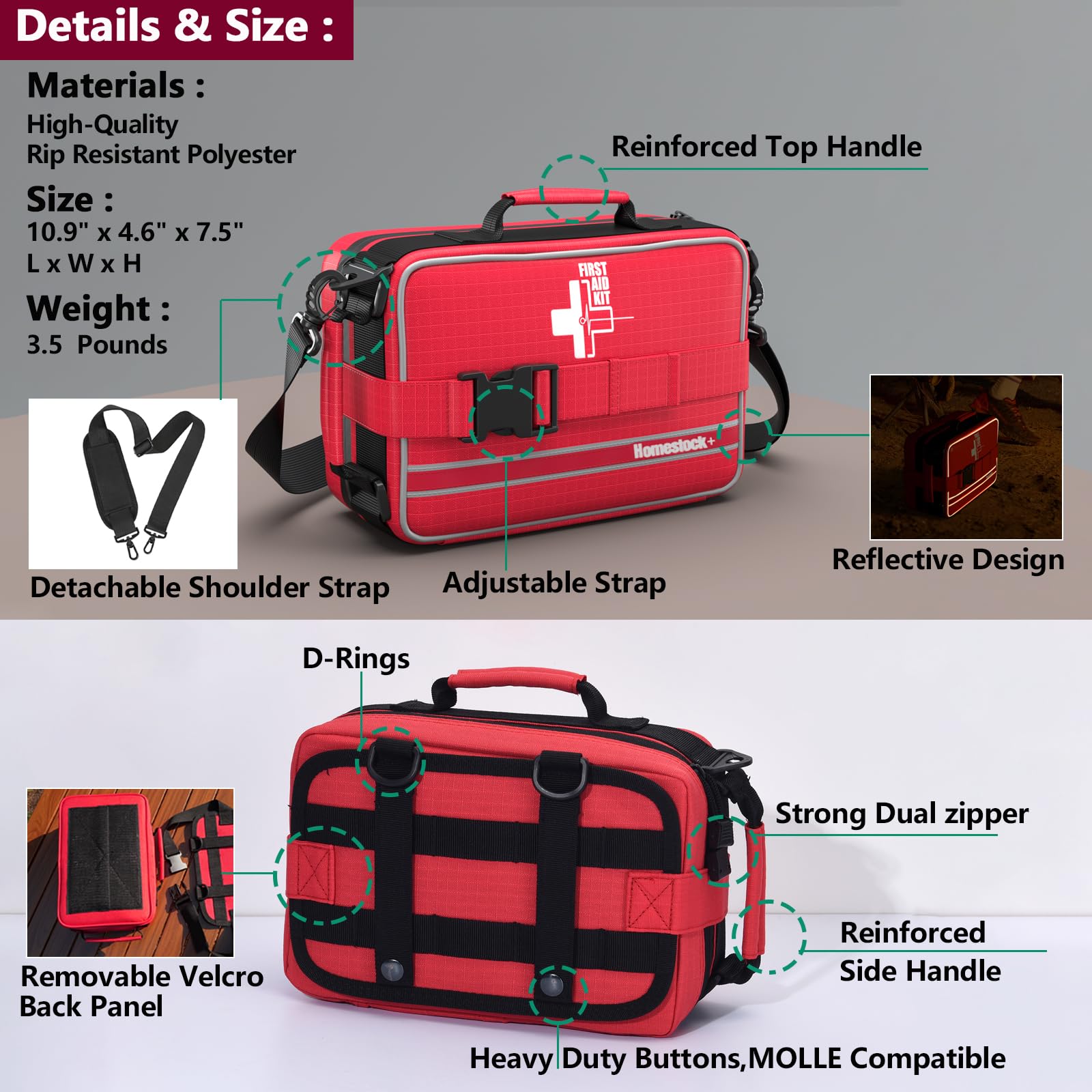 Homestockplus Durable 600D polyester outer shell resists wear.