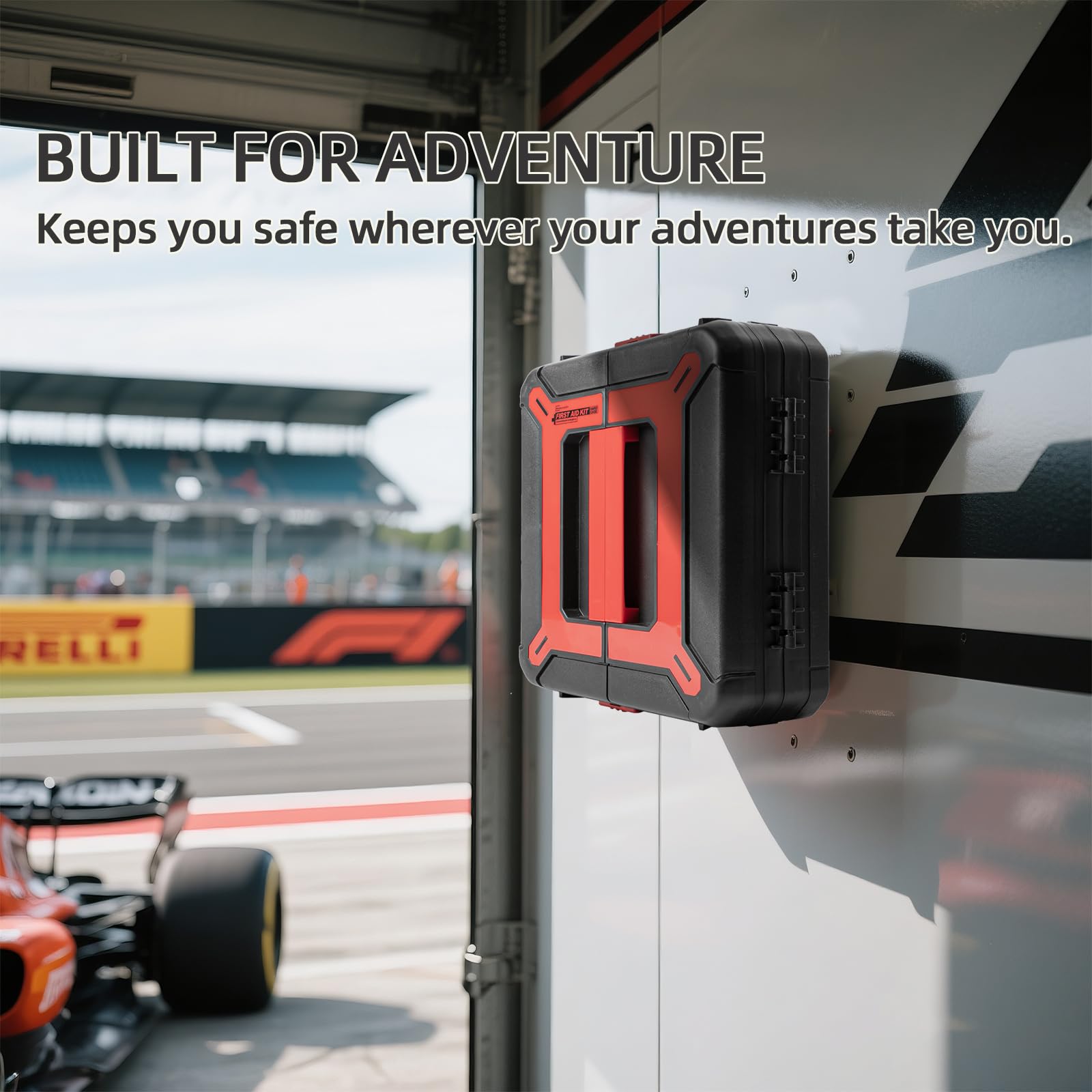 Homestockplus car trunk-ready kit for road emergencies.