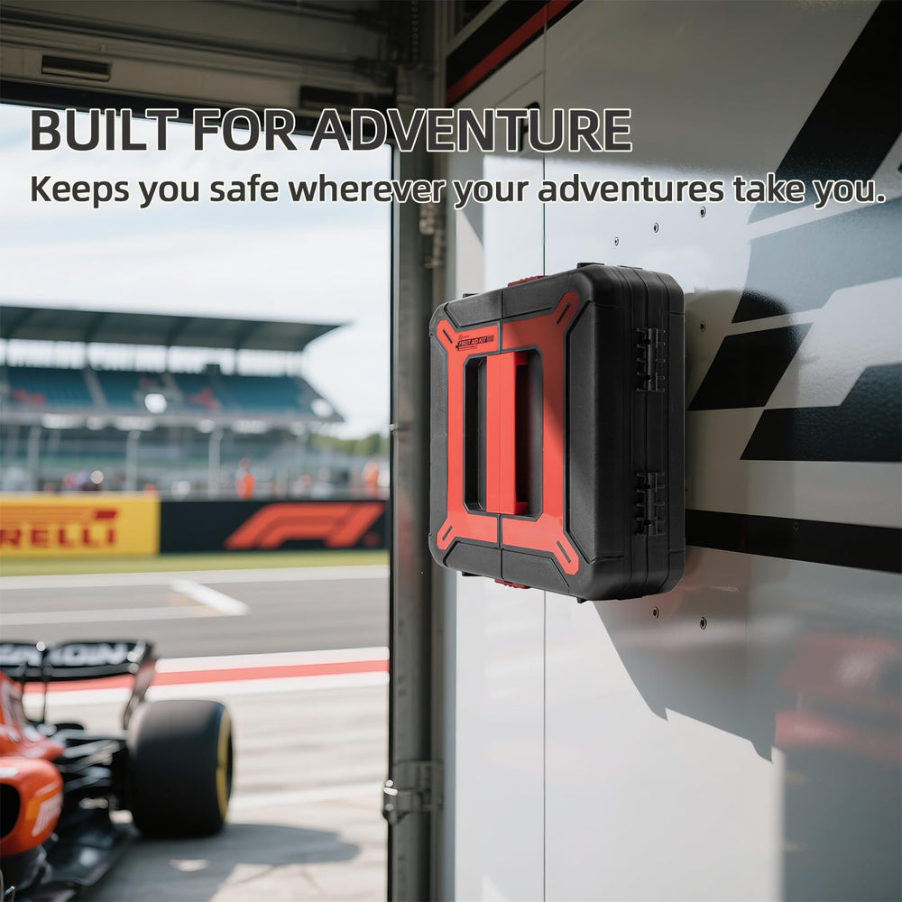 Homestockplus car trunk-ready kit for road emergencies.
