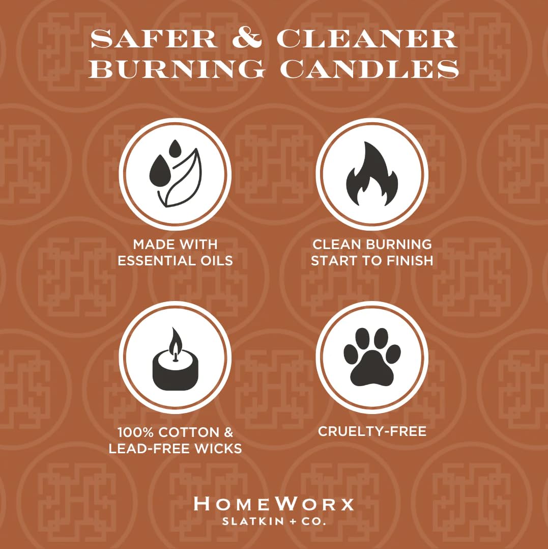 HomeWorx Hot Cider Donut candle amber glass enhances autumn-inspired decor